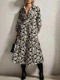 Romildi Floral Print V Neck Dress, Elegant 3/4 Sleeve Dress For Spring & Fall, Women's Clothing