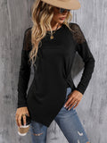 Romildi Solid Long Sleeve Blouse, Crew Neck Casual Every Day Top For Spring & Fall, Women's Clothing