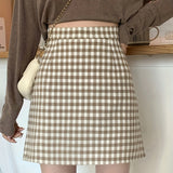 Romildi Plaid Print High Waist Skirt, Casual A Line Mini Skirt, Women's Clothing