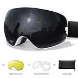 Unisex Adult Ski Goggles Set with Replacement Mirrored Lenses, Anti-Fog UV Protection, TPU Frame, Sponge Material, for Snowboarding, Skiing, Snowmobiling - Includes Bag, Frame, Lenses - Ideal for Outdoor Winter Sports Activities