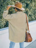 Romildi Single Breasted Drop Shoulder Jacket, Casual Long Sleeve Solid Outwear For Fall & Winter, Women's Clothing