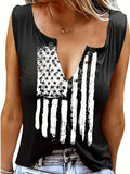 Romildi Women's USA Flag Print Tank Top, Casual Sleeveless V Neck Top, Casual Every Day Tops, Women's Clothing