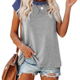 Romildi Women's Plain Baggy Short Sleeve T-shirt Casual V-neck Tee Shirt Summer Blouse Tops