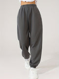 Romildi Women's Elastic  Solid Color High Waist Sweatpants Autumn And Winter, Comfortable Loose Workout Pocket Jogger Pants, Women's Activewear