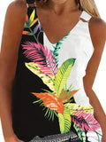 Romildi Women's Floral Print V-Neck Tank Top - Casual and Comfortable Sleeveless Summer Top