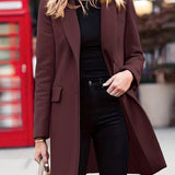 Romildi Solid Single Breasted Jacket, Elegant Long Sleeve Jacket For Fall & Winter, Women's Clothing