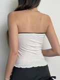 romildi Contrast Lace Mesh Tube Top, Y2K Backless Tube Top For Spring & Summer, Women's Clothing