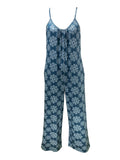 Romildi Floral Print Pocket Wide Leg Jumpsuit, Casual Sleeveless Spaghetti Strap Jumpsuit, Women's Clothing