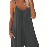 Romildi Solid Cami Romper, Loose Casual Jumpsuit For Summer & Spring, Women's Clothing