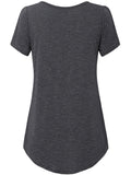 Romildi Solid Crew Neck Short Sleeve Basic T-shirt, Casual Loose Stylish Comfy T-shirt, Women's Clothing