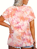 Romildi Women's Plus Size Tie Dye V-Neck T-Shirt - Comfortable and Stylish Short Sleeve Top