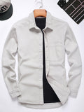 Romildi Men's Cotton Casual Slim Fit Long Sleeve Lapel Shirt