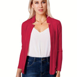 Romildi Solid Split Open Front Blazer, Elegant Long Sleeve Blazer, Elegant & Stylish Tops For Office & Work, Women's Clothing