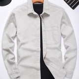 Romildi Men's Cotton Casual Slim Fit Long Sleeve Lapel Shirt
