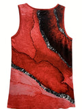 Romildi Stylish Marble Print Tank Top - Perfect for Summer, Women's V Neck Sleeveless Top