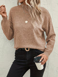 Romildi Solid Mock Neck Pullover Sweater, Casual Long Sleeve Sweater, Women's Clothing