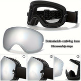 Unisex Adult Ski Goggles Set with Replacement Mirrored Lenses, Anti-Fog UV Protection, TPU Frame, Sponge Material, for Snowboarding, Skiing, Snowmobiling - Includes Bag, Frame, Lenses - Ideal for Outdoor Winter Sports Activities