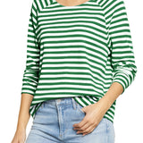 Romildi Striped Crew Neck T-shirt, Casual Loose Daily Long Sleeve Fashion Tunic T-Shirts Tops, Women's Clothing