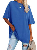 Romildi Drop Shoulder Half Sleeve T-Shirt, Loose Crew Neck Casual Top For Summer & Spring, Women's Clothing