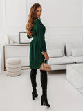 Romildi Button Shirt Dress With Belt, Elegant Long Sleeve Dress For Spring & Fall, Women's Clothing