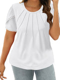 Romildi Women's Plus Size Floral Trim Petal Sleeve T-Shirt - Comfortable and Stylish