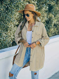 Romildi Single Breasted Drop Shoulder Jacket, Casual Long Sleeve Solid Outwear For Fall & Winter, Women's Clothing