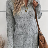 Romildi Solid V Neck Button Front Pullover Sweater, Casual Long Sleeve Sweater For Spring & Fall, Women's Clothing