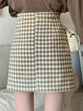 Romildi Plaid Print High Waist Skirt, Casual A Line Mini Skirt, Women's Clothing