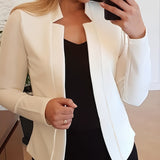 Romildi Solid Split Open Front Blazer, Elegant Long Sleeve Blazer, Elegant & Stylish Tops For Office & Work, Women's Clothing