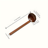 1pc, Spoon, Wooden Ramen Soup Ladle, Long Handle Ramen Spoons For Soup Hot Pot, Slotted Spoon, Colander Spoon, Kitchen Restaurant Cook Eid Al-Adha Mubarak