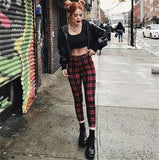 Romildi New Plaid Pants Women Hight Waist  Trousers Women Harem Pants  Full Length  Streetwear  Pockets  Plus Size Women Spring