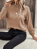 Romildi Solid Mock Neck Pullover Sweater, Casual Long Sleeve Sweater, Women's Clothing