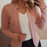 Romildi Solid Split Open Front Blazer, Elegant Long Sleeve Blazer, Elegant & Stylish Tops For Office & Work, Women's Clothing