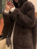 RomildiFaux Fur Open Front Coat, Casual Long Sleeve Winter Warm Outerwear, Women's Clothing