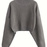 Romildi Long Sleeve Drop Shoulder Sweater, Loose Solid Casual Sweater, Women's Clothing