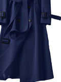 Romildi Double Breasted Trench Coat, Casual Lapel Long Sleeve Outerwear, Women's Clothing