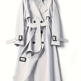 Romildi Double Breasted Trench Coat, Casual Lapel Long Sleeve Outerwear, Women's Clothing