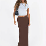 Romildi Solid Elastic Waist Skirt, Casual Skirt For Spring & Summer, Women's Clothing