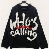 Benpaolv Men's Sweater, "Who's Calling" Print Knit Pullover Oversized Fashion Long Sleeve Tops For Spring Fall Winter, Men's Clothing, Plus Size