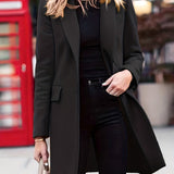 Romildi Solid Single Breasted Jacket, Elegant Long Sleeve Jacket For Fall & Winter, Women's Clothing