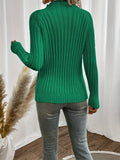 Romildi Solid Slim Knit Sweater, Elegant Mock Neck Long Sleeve Sweater, Women's Clothing