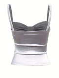 Romildi Y2K Solid Color Spaghetti Strap Top, Slim Sleeveless Cami Top For Summer, Women's Clothing