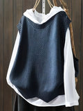 Romildi Solid Crew Neck Knitted Vest, Casual Sleeveless Loose Sweater, Women's Clothing