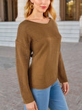 Romildi Cut Out Crew Neck Pullover Sweater, Casual Long Sleeve Sweater, Women's Clothing