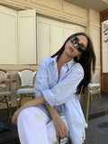 Romildi Solid Lapel Button Front Boyfriend Style Shirt, Casual Drop Shoulder Vintage Shirt, Women's Clothing