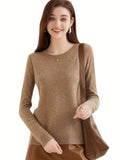 romildi  100% Cashmere Sweater, Casual Long Sleeve Crew Neck Sweater, Women's Clothing