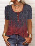 rRomildi Women's Vintage Tops Crew-Neck Short Sleeve Retro Rust Print T-Shirts