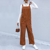 RomiLdi Women Brown Corduroy Jumpsuit