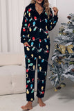 RomiLdi Womens One Piece Fleece Pajamas Christmas Light Zip Up Flannel Hooded Jumpsuit Homewear