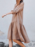 RomiLdi Casual Solid Linen Dress